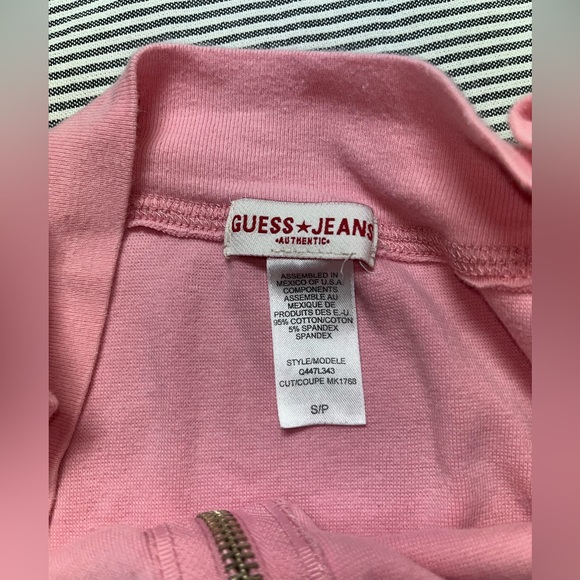 Guess Jeans Y2K Pink Off the Shoulder Zip Jacket - Picture 3 of 3